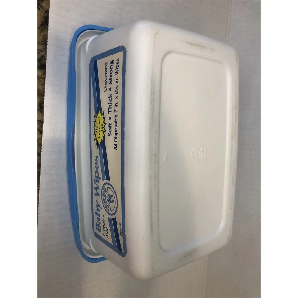 Vintage Baby‎ Wipes Empty Container 1991 Photo Prop Lid Is Loose